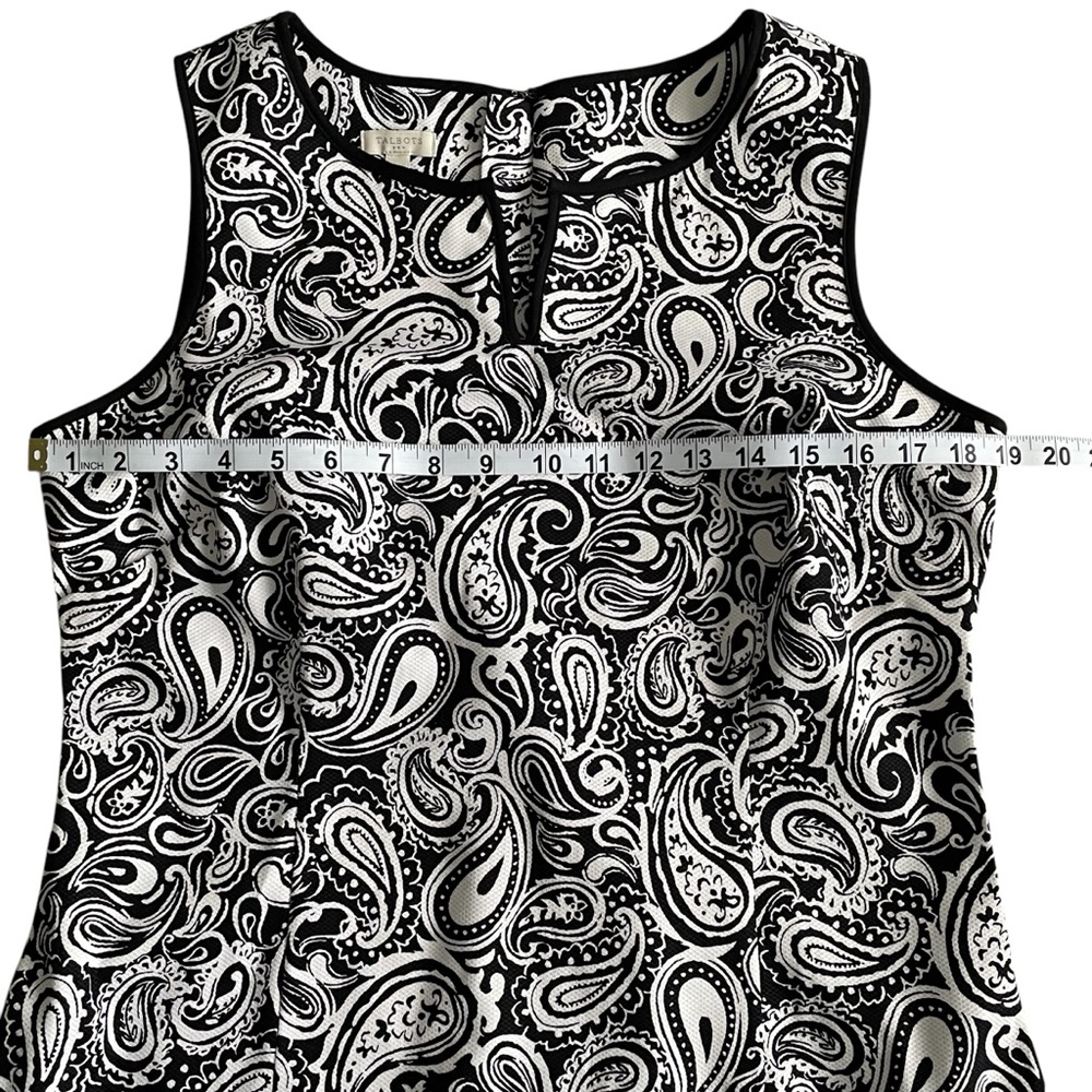 Talbots Black and White Paisley Sleeveless Cotton Shift Dress Sz: 8 NWOT - Picture 4 of 11
